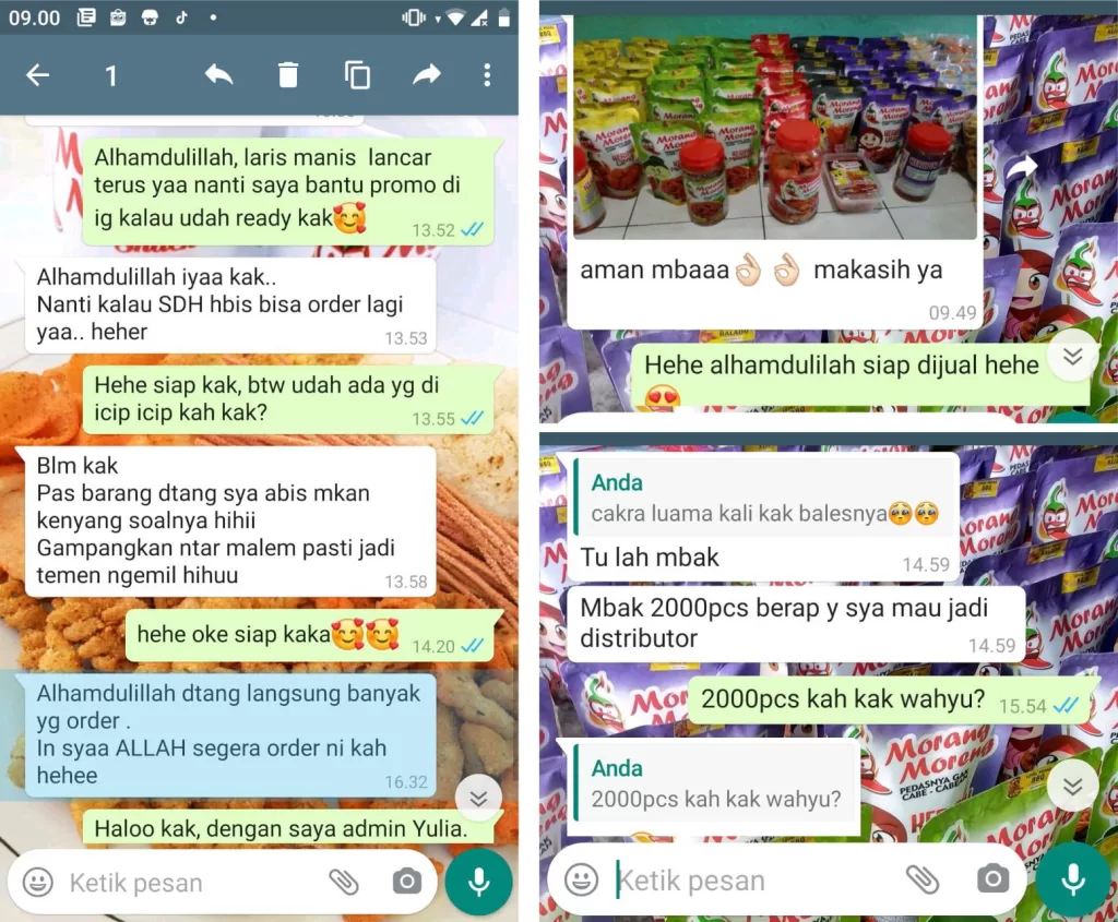 Testimoni Reseller Morang Moreng Snack